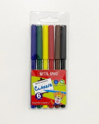 Marcadores de Colores x6 Largos Clasicos Util Uno