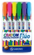 Resaltador Crayon Fluo x6 col surt Sabonis