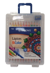 Estuche Lapices Bicolor Sabonis x12 largo c/sacap