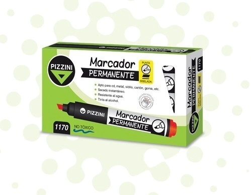 Marcador Permanente Punta Biselada ROJO Pizzini