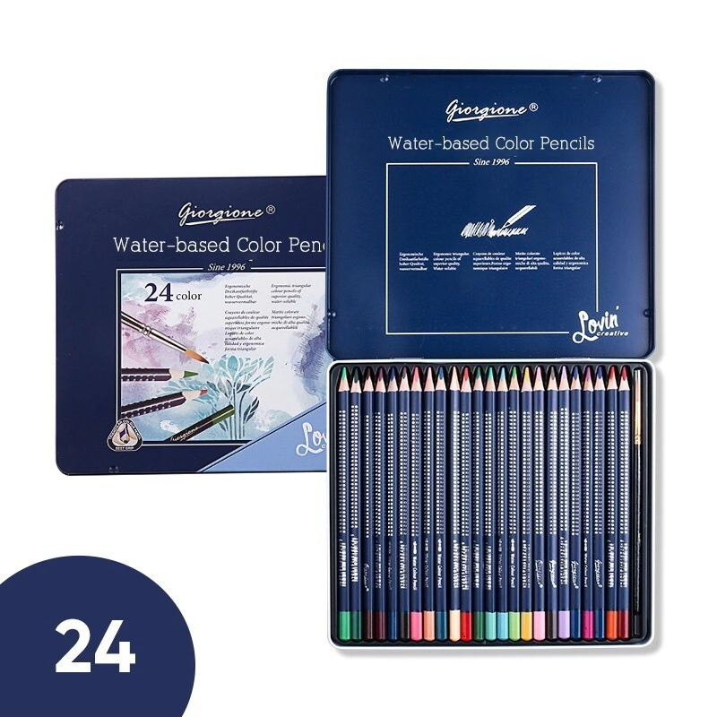 Lapices acuarelables x 24 + Pincel en lata GIORGIONE