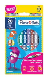 Marcador Paper Mate 10ctX20 doble punta cnica