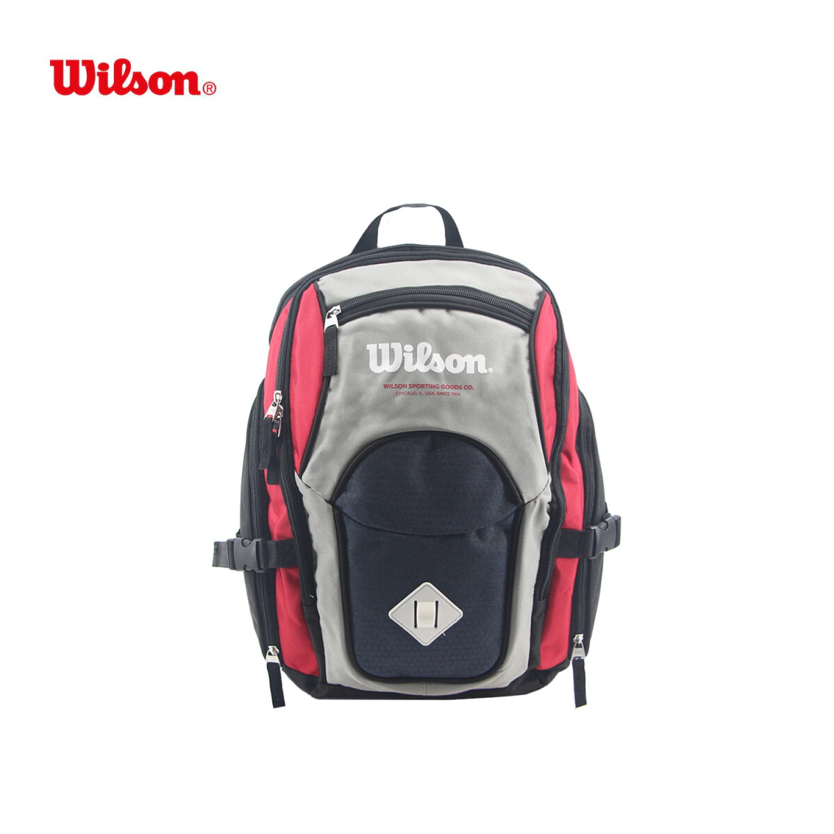 MOCHILA WILSON OPEN GRIS C/ ROJO