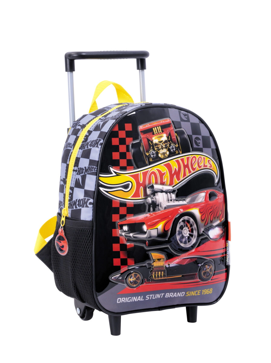 Mochila Hot Wheels 12'' Carro Red Cars NEGRO