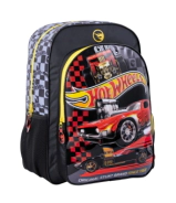 Mochila Hot Wheels 18'' Espalda Red Cars NEGRO