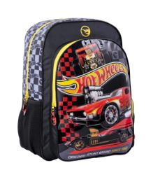 Mochila Hot Wheels 18'' Espalda Red Cars NEGRO