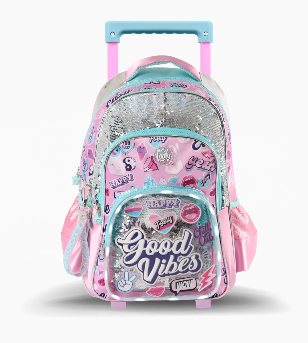 Mochila Carro 18'' Good Vibes con Luz Led ROSA