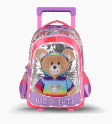 Mochila Carro 18'' Teddy con Luz Led LILA