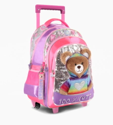 Mochila Carro 18'' Teddy con Luz Led LILA