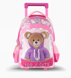 Mochila Carro 18'' Teddy con Luz Led ROSA