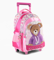 Mochila Carro 18'' Teddy con Luz Led ROSA