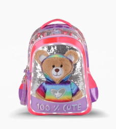 Mochila Espalda 18'' Teddy con Luz Led LILA