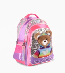 Mochila Espalda 18'' Teddy con Luz Led LILA