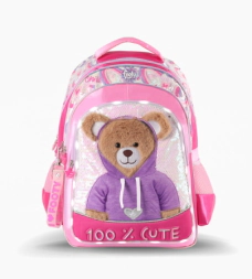 Mochila Espalda 18'' Teddy con Luz Led ROSA