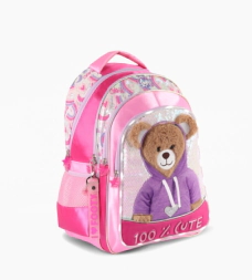 Mochila Espalda 18'' Teddy con Luz Led ROSA