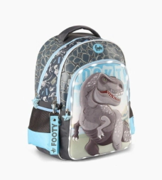 Mochila Footy Espalda 18'' Dinosaurio con Luz Led CELESTE