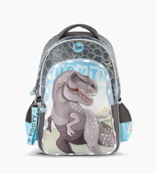 Mochila Footy Espalda 18'' Dinosaurio con Luz Led CELESTE
