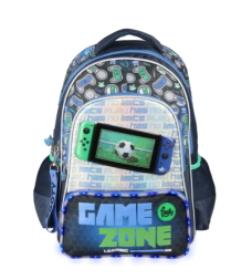 Mochila Footy 18'' Espalda Game Zone con Led AZUL