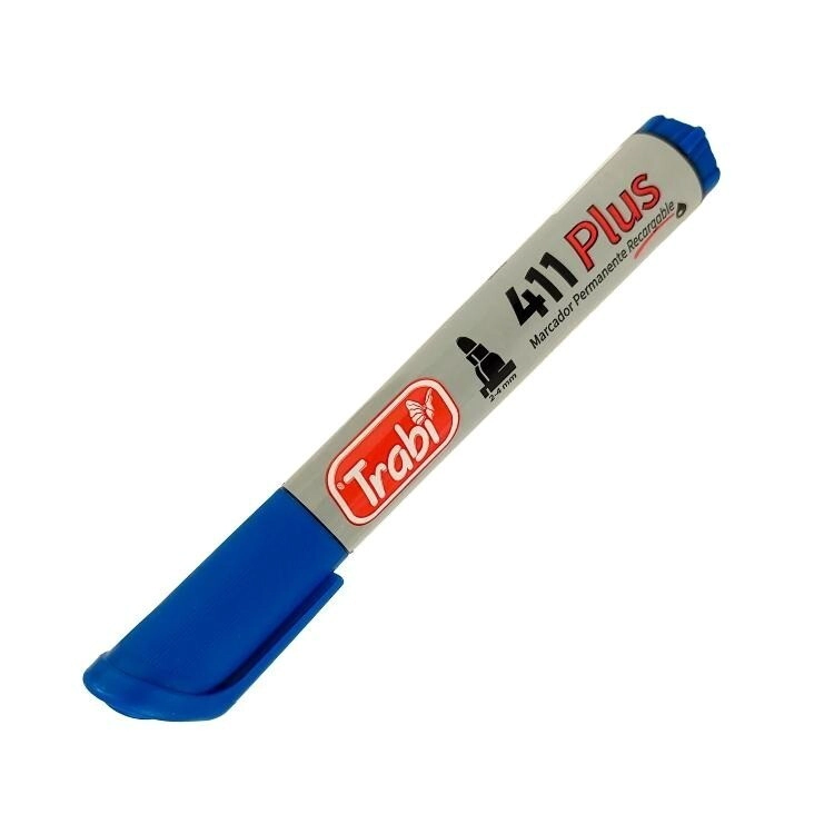 Marcador Perm. 411 plus Pta. Acr�lica azul TRABI