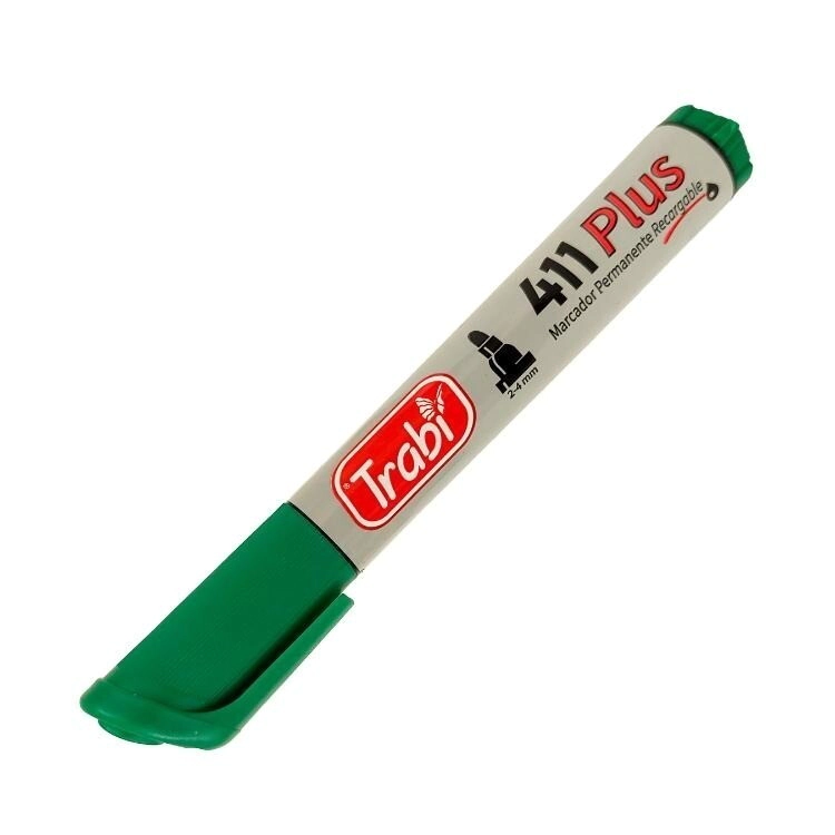 Marcador Perm. 411 plus Pta. Acr�lica verde TRABI