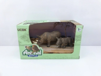 ANIMAL WORLD PLAYSET 19CM PACK X 2 RINOSERONTE
