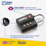CANDADO TSA CON COMBINACION 3 DIALES TRAVEL BLUE