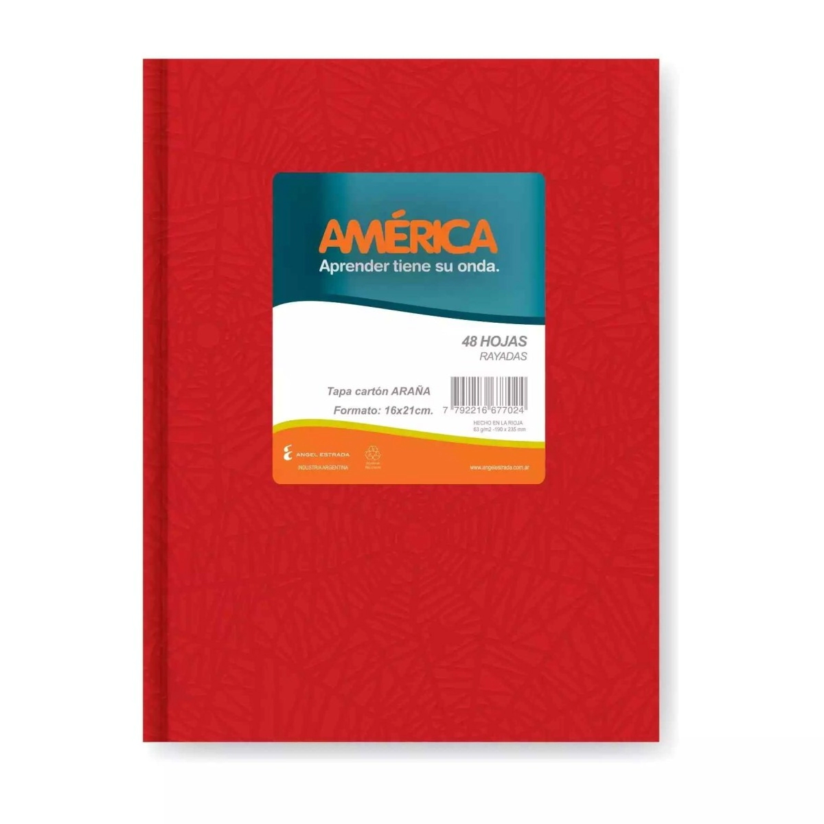 CUADERNO AMERICA ARA�A 16x21 T/D ROJO - 42Hjs Rayadas