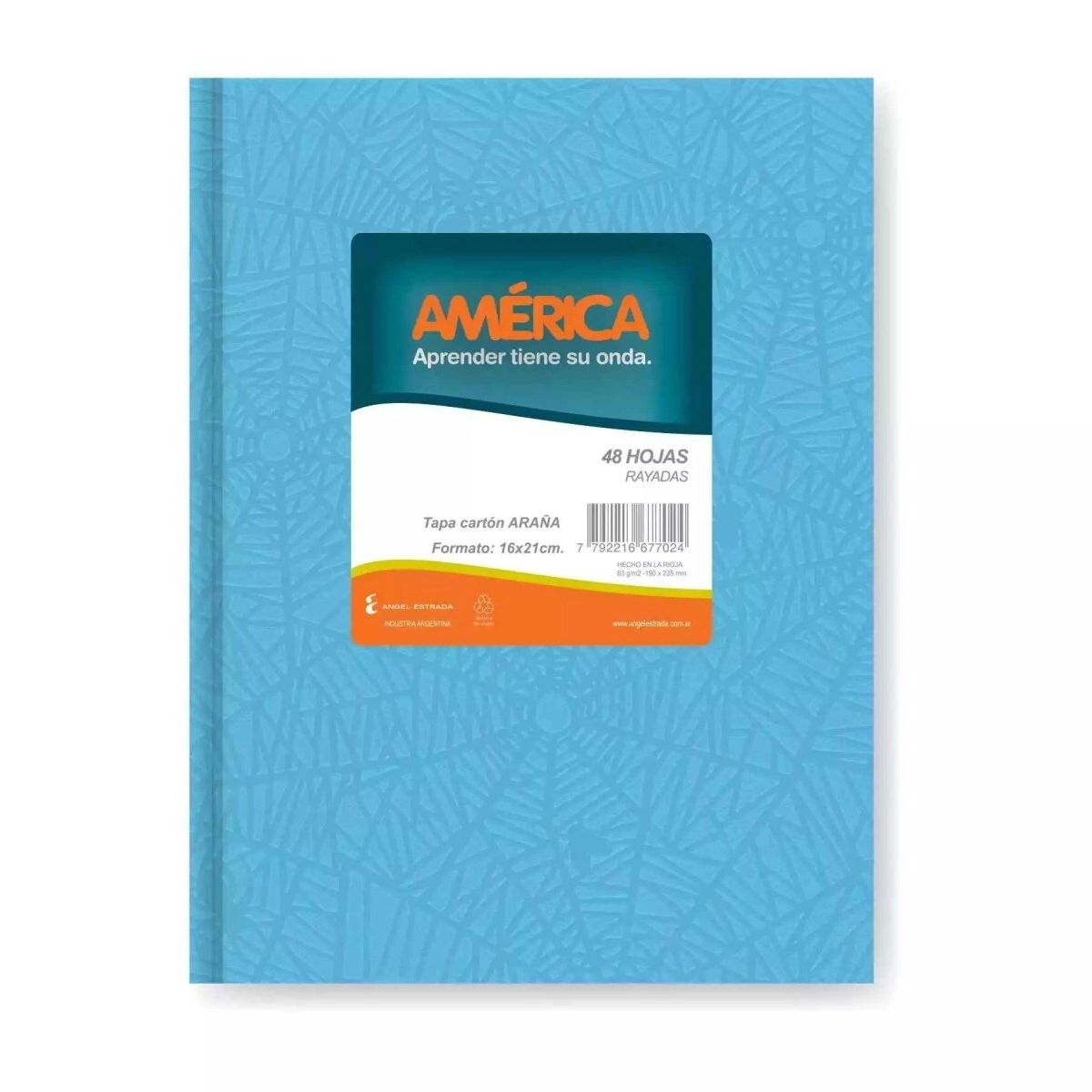 CUADERNO AMERICA ARA�A 16x21 T/D CELESTE - 42Hjs Rayadas