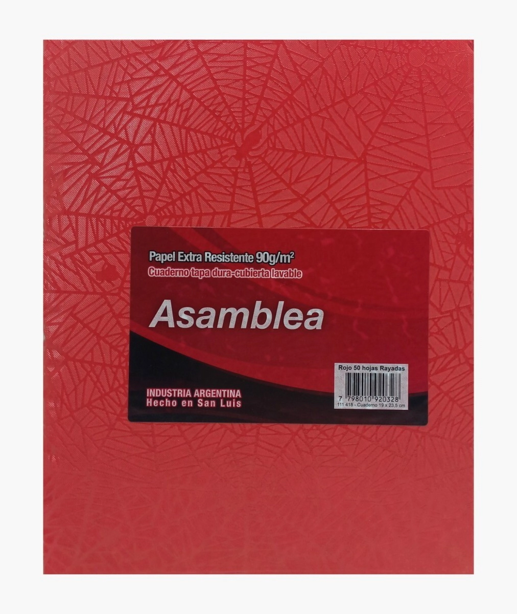 CUADERNO ARA�A T/C 19x23,5 - 50Hjs RAYADAS ARA�A ROJO ASAMBLEA