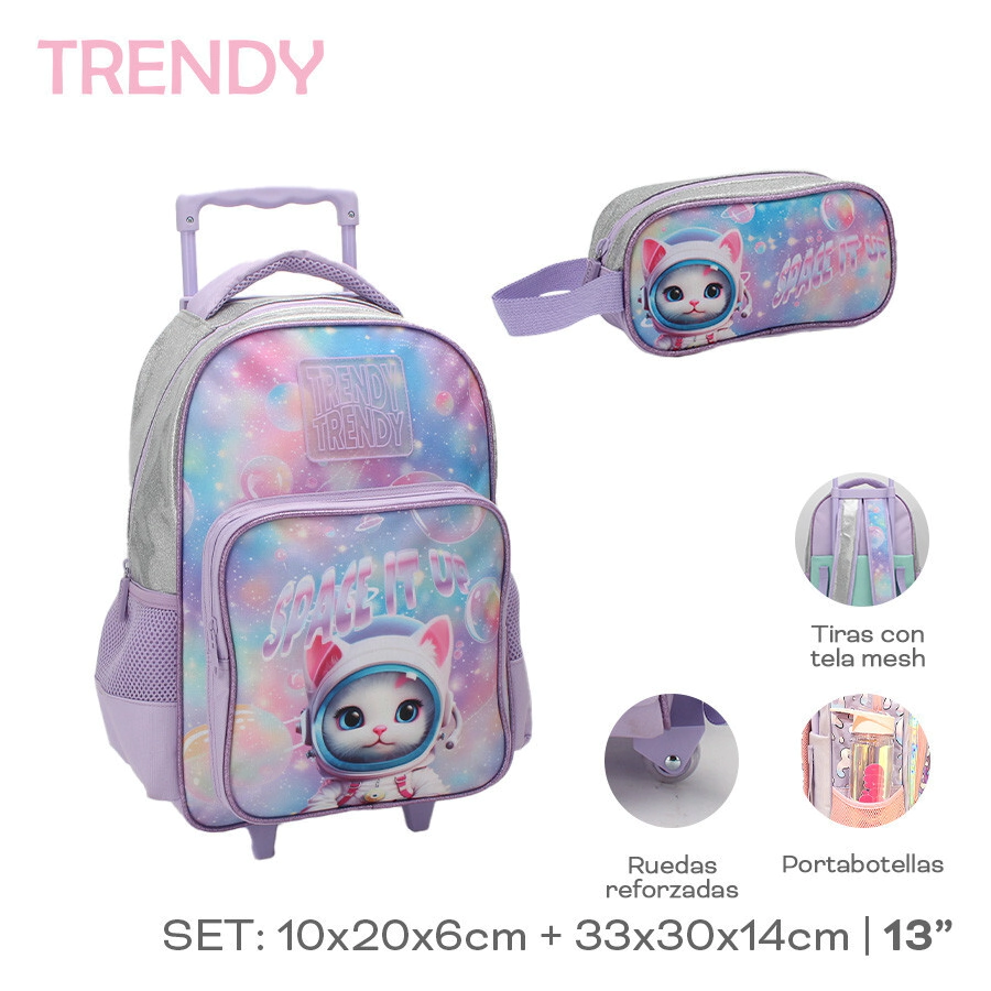 SET MOCHILA CARRO + CARTUCHERA TRENDY