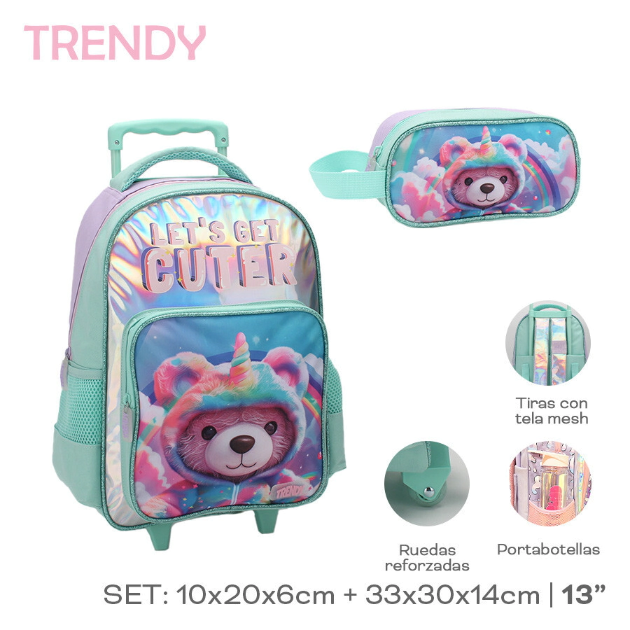 SET MOCHILA CARRO + CARTUCHERA TRENDY