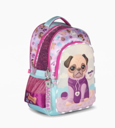 MOCHILA ESPALDA 18" PUPPY CON LUZ LED FOOTY LILA