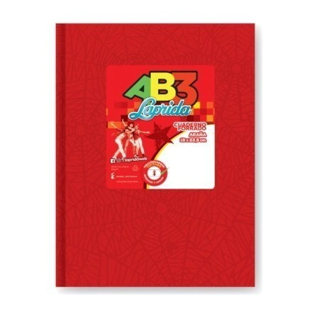CUADERNO LAPRIDA AB3 19x23 T/D ARA�A ROJO 98 Hjs CUADRICULADAS