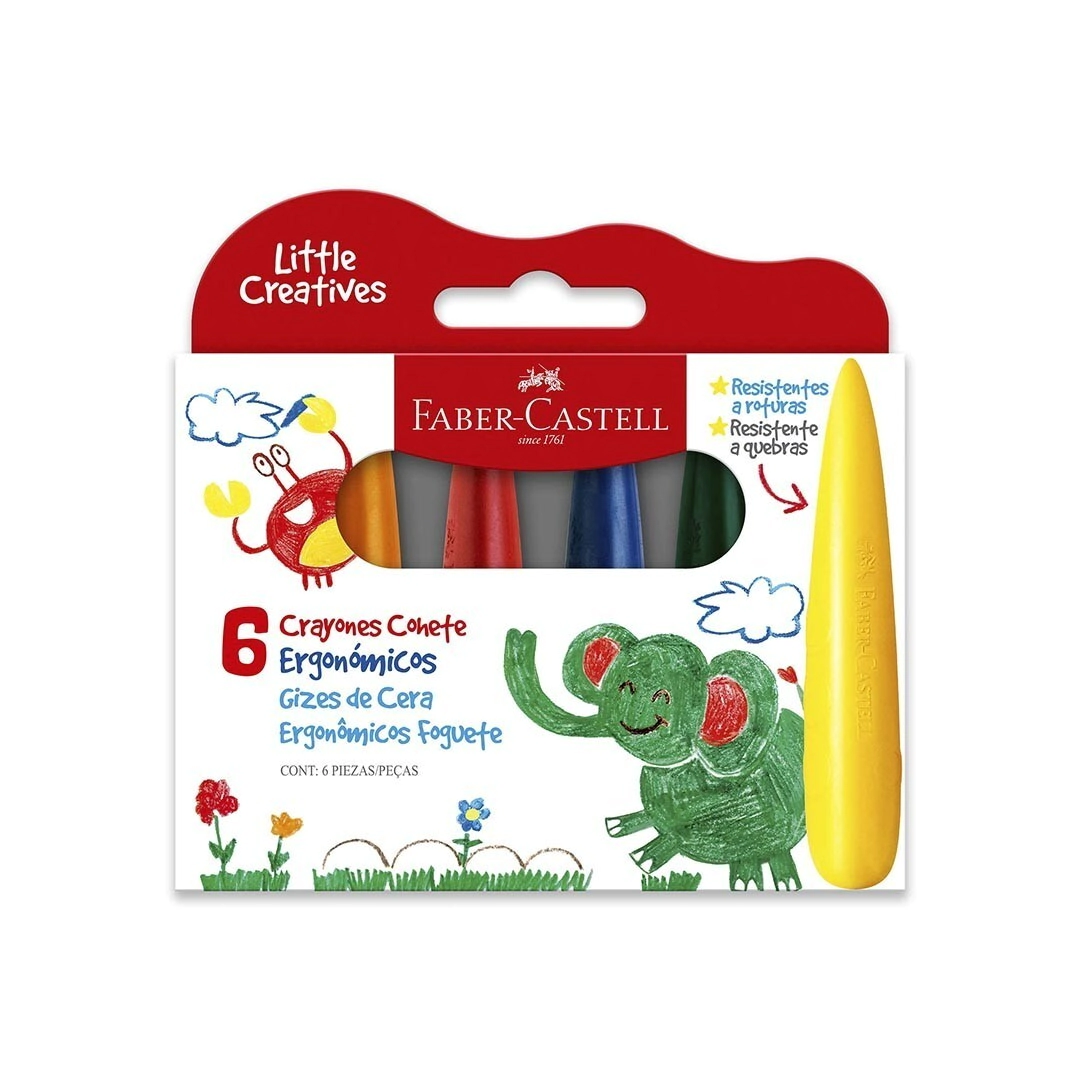 CRAYONES ERGON�MICOS COHETE/CONO x6 FABER-CASTELL