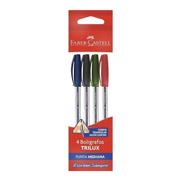 BOL�GRAFO TRILUX 032M FPACK x4 SURTIDO FABER-CASTELL