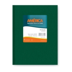 CUADERNO AMERICA ARAA 16x21 T/D VERDE - 82Hjs Rayadas