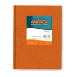 CUADERNO AMERICA ARA�A 16x21 T/D NARANJA - 42Hjs Rayadas