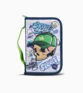 CARTUCHERA RIGIDA 1 CIERRE SKULL FOOTY VERDE