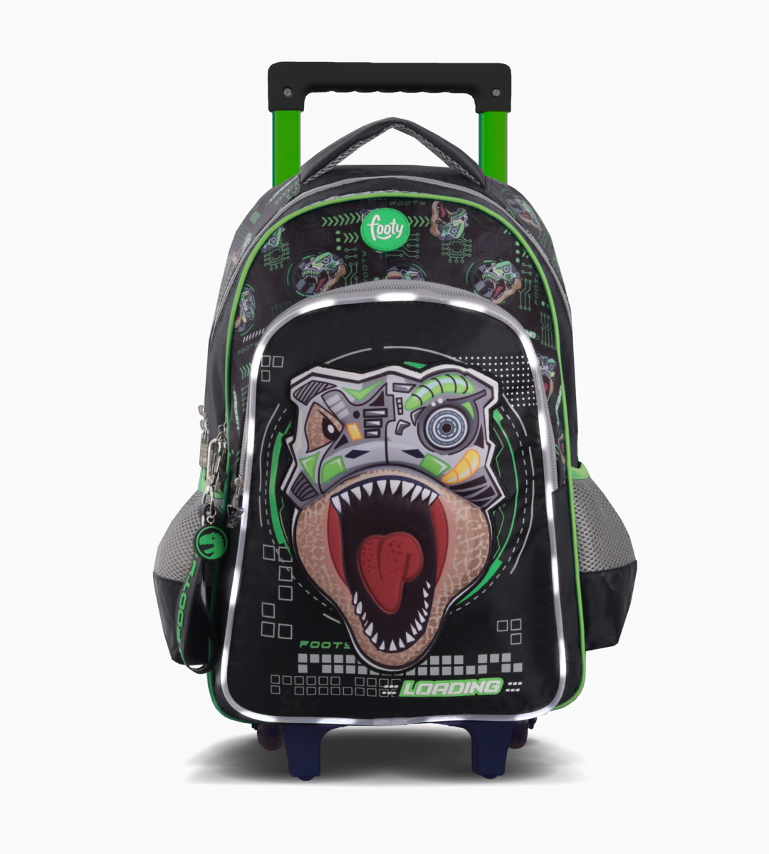 MOCHILA CARRO 18" CON LUZ LED TRANSFORMERS FOOTY VERDE
