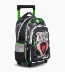 MOCHILA CARRO 18" CON LUZ LED TRANSFORMERS FOOTY VERDE
