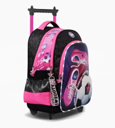 MOCHILA CARRO 18" CON LUZ LED GIRLS SOCCER FOOTY NEGRO
