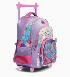 MOCHILA CARRO 18" CON LUZ LED I LOVE FOOTY LILA