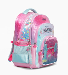 MOCHILA ESPALDA 18" CON LUZ LED I LOVE FOOTY ROSA