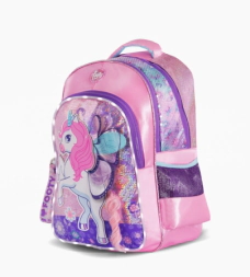 MOCHILA ESPALDA 18" CON LUZ LED UNICORN WINGS FOOTY ROSA