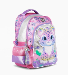 MOCHILA ESPALDA 18" CON LUZ LED SWEET LEOPARD FOOTY ROSA