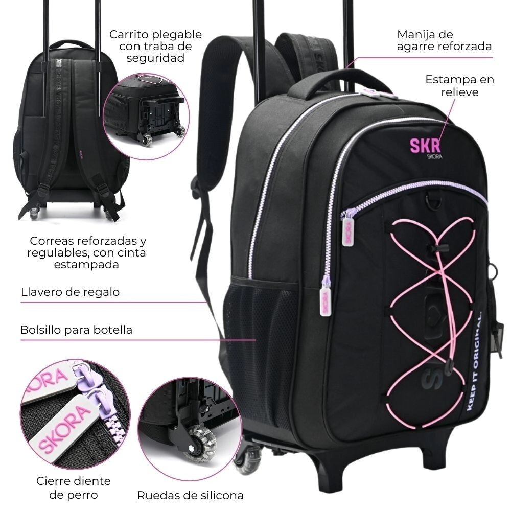 MOCHILA CARRO 18" CROMATICO EL�STICO CON LLAVERO 32x45x15 CM SKORA