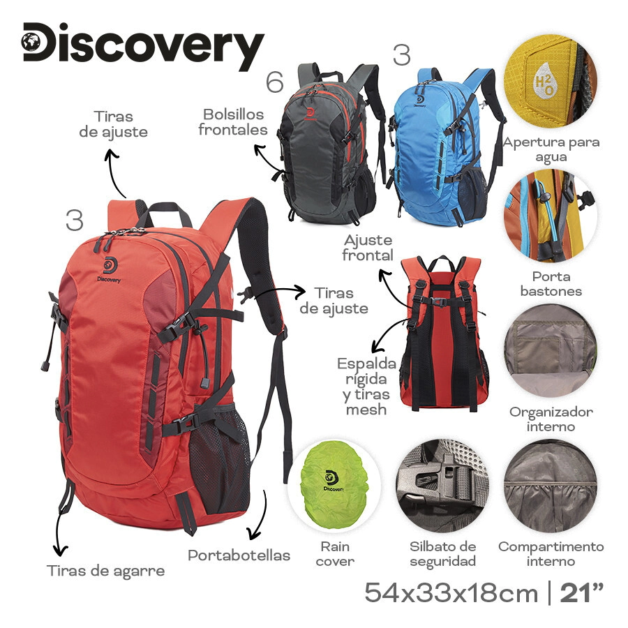 MOCHILA CAMPING DISCOVERY NEGRO