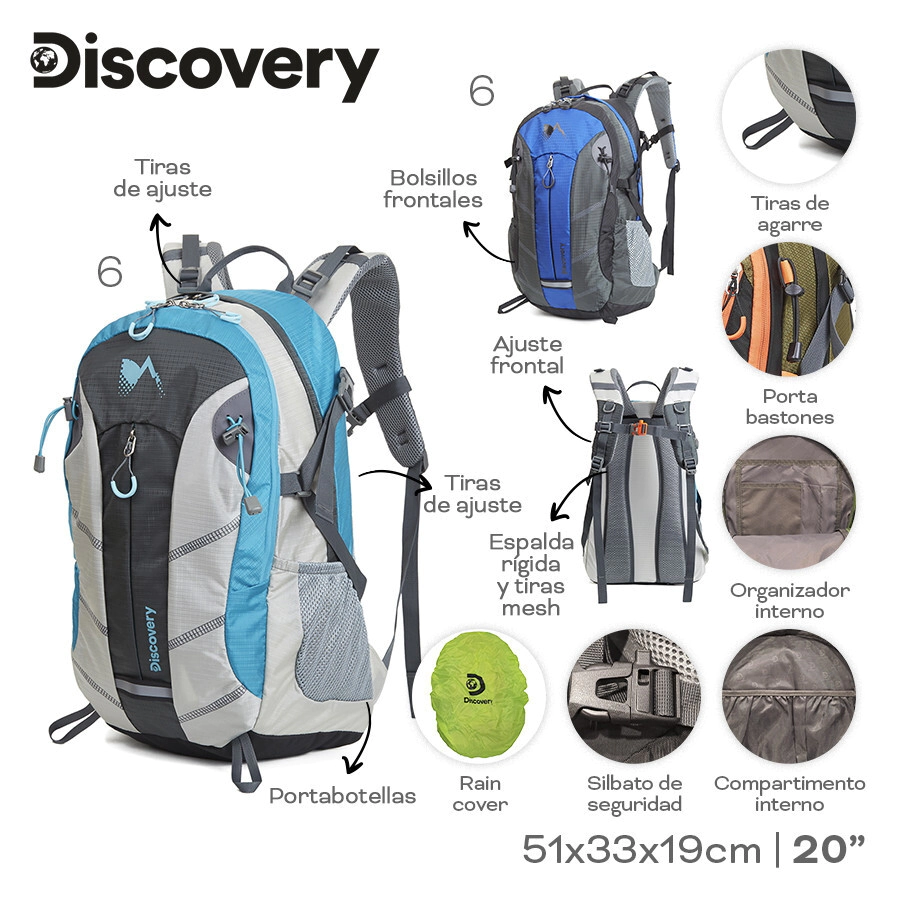 MOCHILA CAMPING DISCOVERY NEGRO