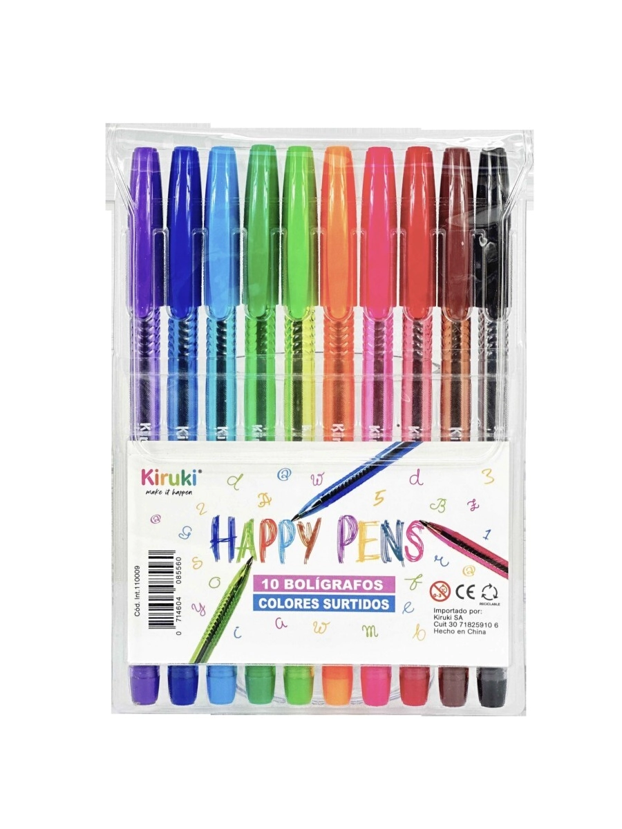 BOLIGRAFOS HAPPY PEN x10 SURTIDO
