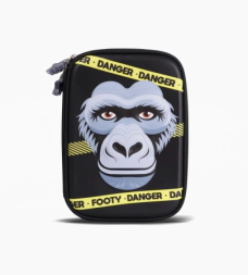 CARTUCHERA RIGIDA 2 CIERRES GORILLA FOOTY NEGRO